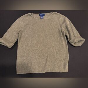 Charter Club Gray Ribbed Cotton Sweater Medium Minimalist Preppy